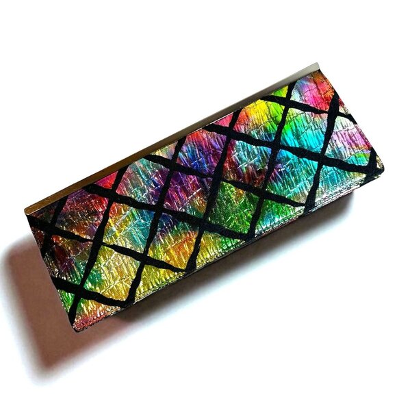 BCBGeneration Iridescent Rainbow Holo Clutch Shoulder Bag Handbag - Picture 1 of 5